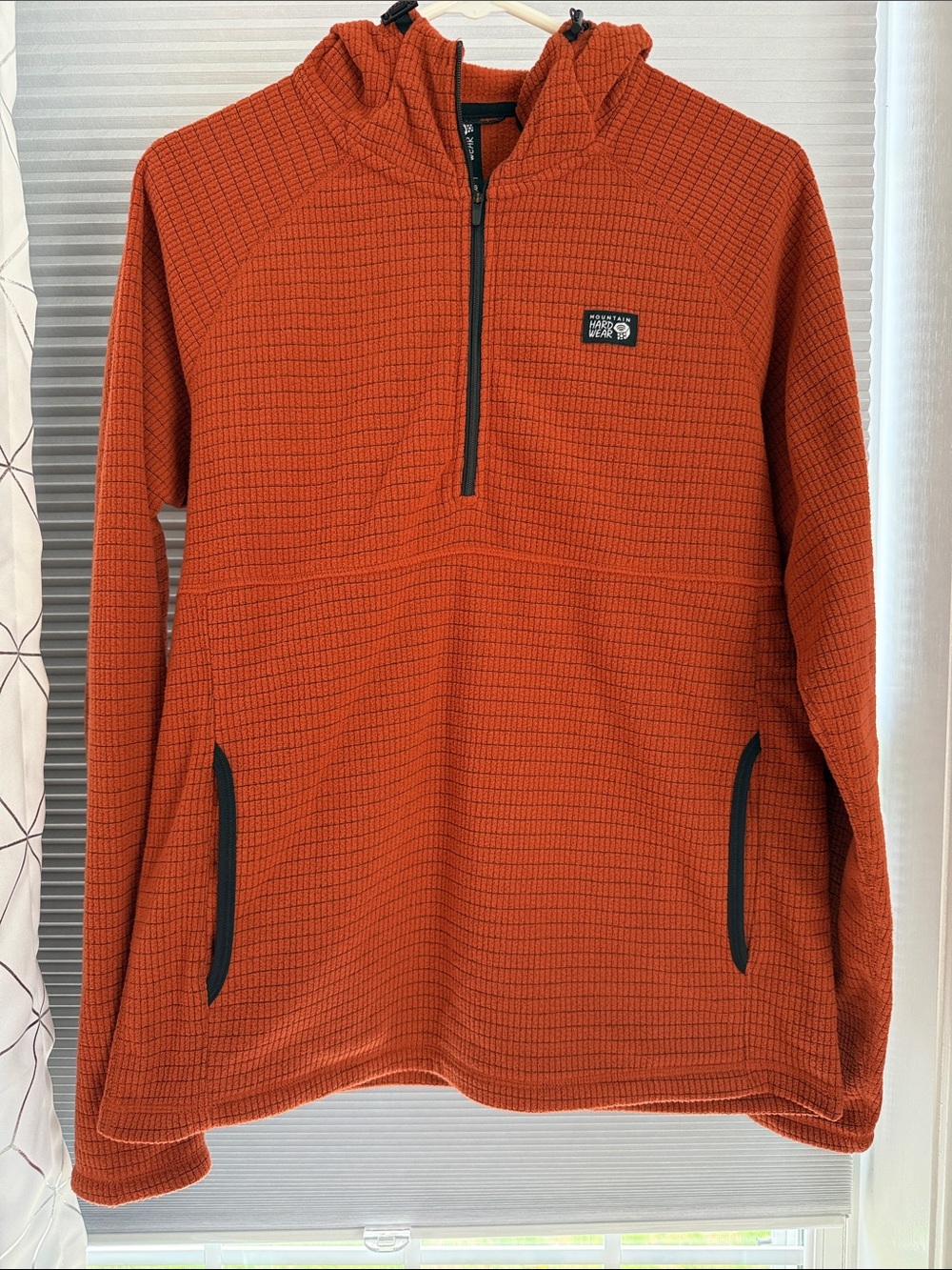 Mountain Hardwear Rust Orange Hooded Half-Zip Pullover